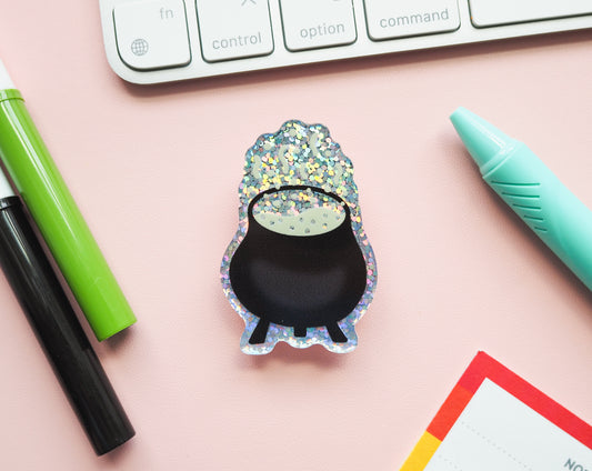 Sparkly Cauldron Witchy Pin