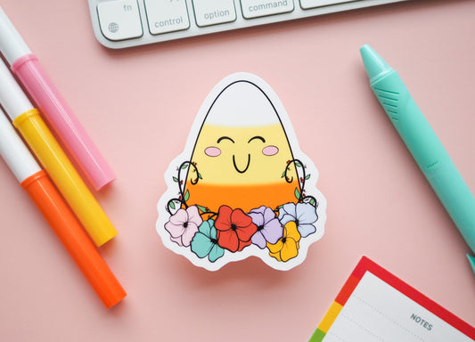 Candy Corn Pastel Goth Floral Sticker