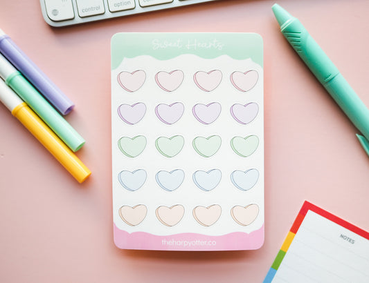 Blank Sweethearts Mini Candy Hearts Sticker Sheet