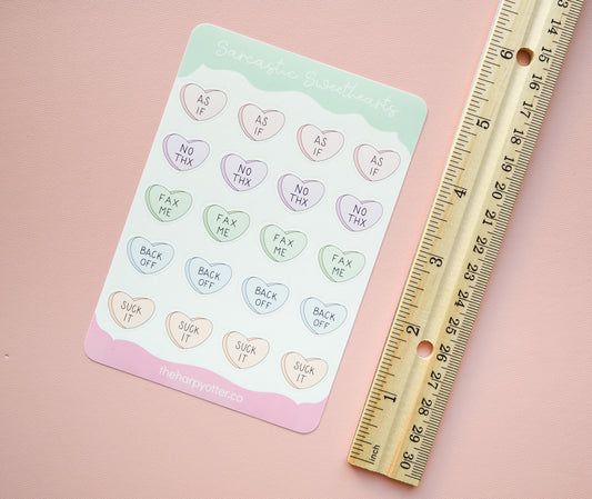 Sarcastic Sweethearts Mini Candy Hearts Sticker Sheet