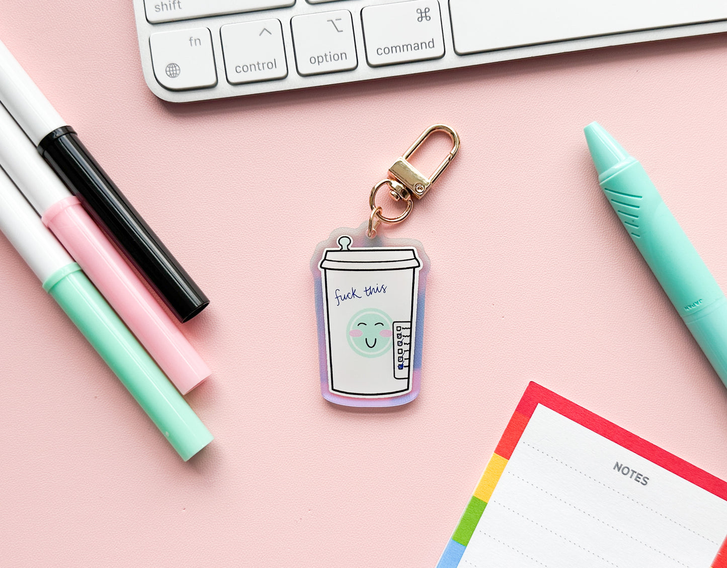 Fuck This Trauma Coffee Holo Keychain