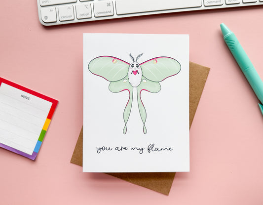 You Are My Flame Luna Moth Greeting Card
