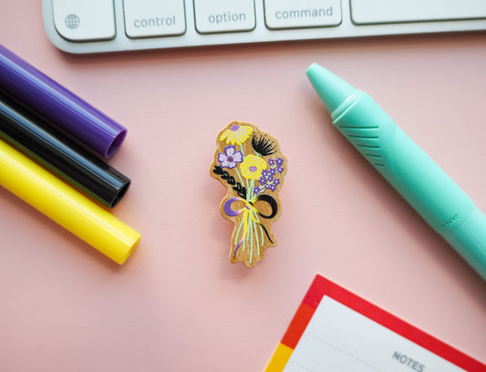 NonBinary Subtle Pride Floral Pin