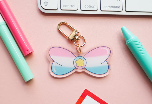 Trans Pride Flag Magical Bow Keychain