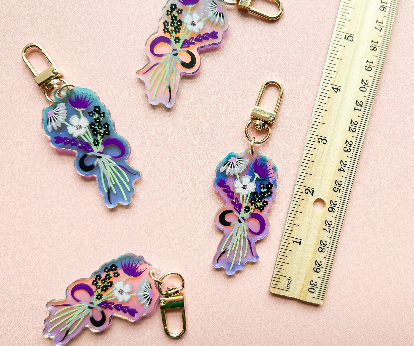 Asexual Subtle Pride Flag Bouquet Keychain