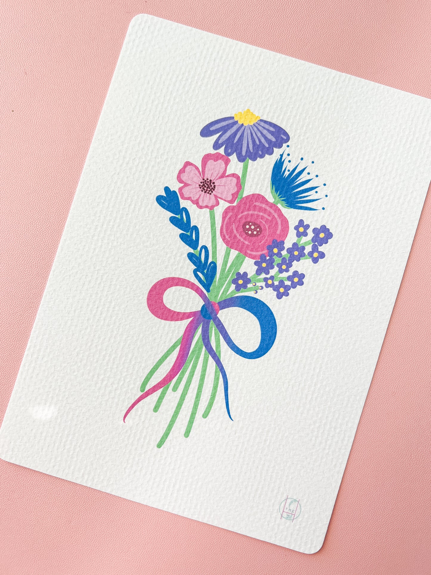 Bi Pride Flag Bouquet Print