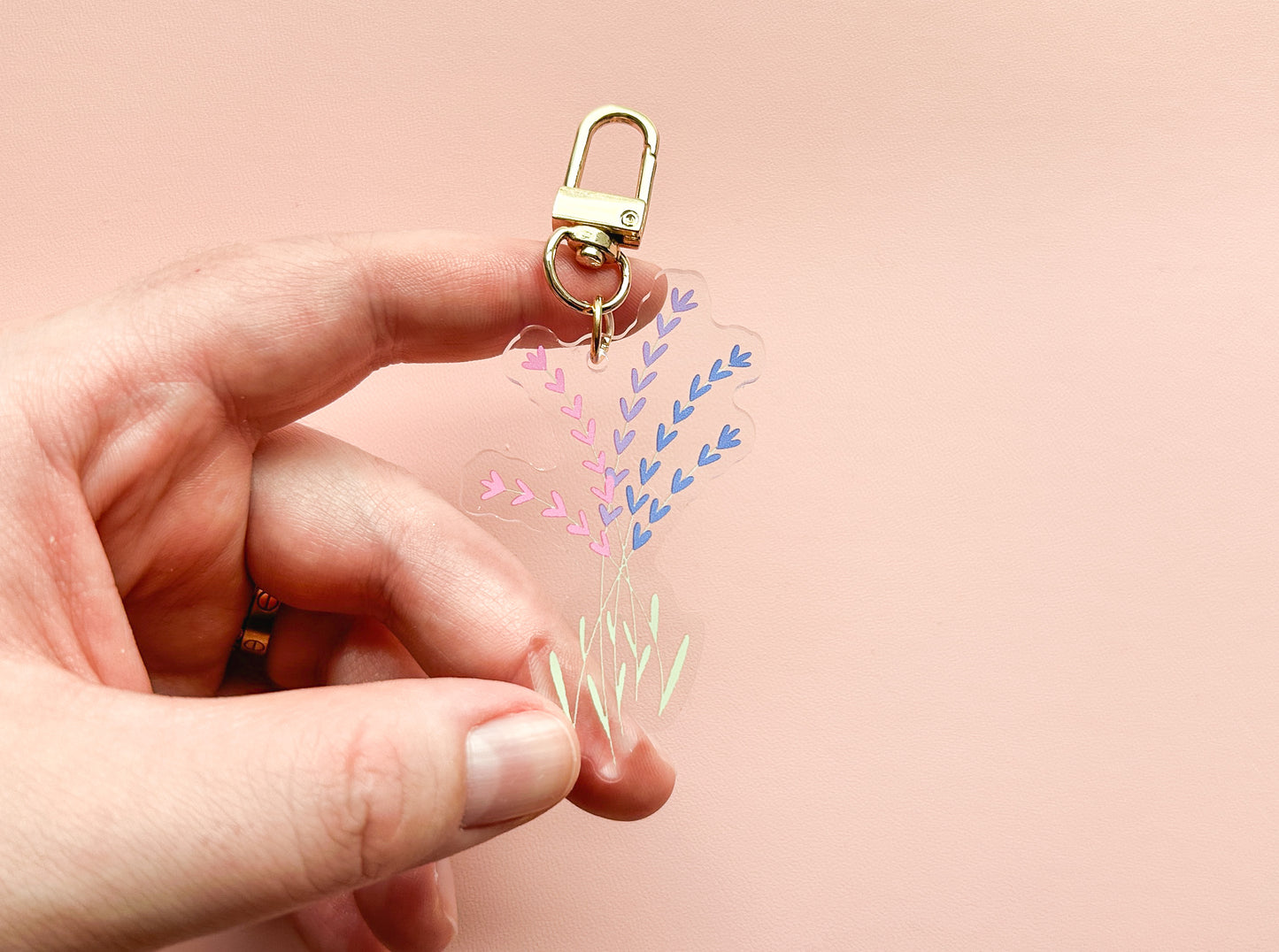 Bi Pride Flag Floral Keychain
