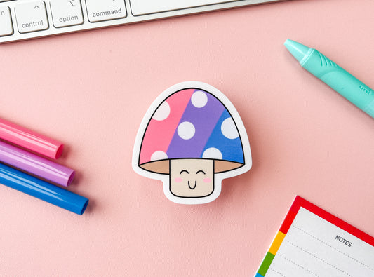 Bi Pride Flag Mushroom Sticker