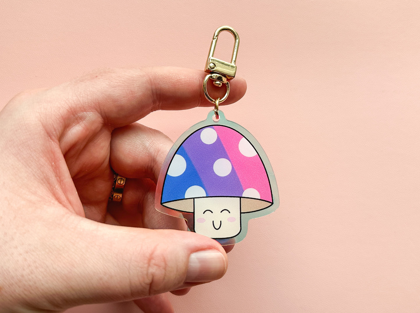 Bi Pride Flag Mushroom Keychain