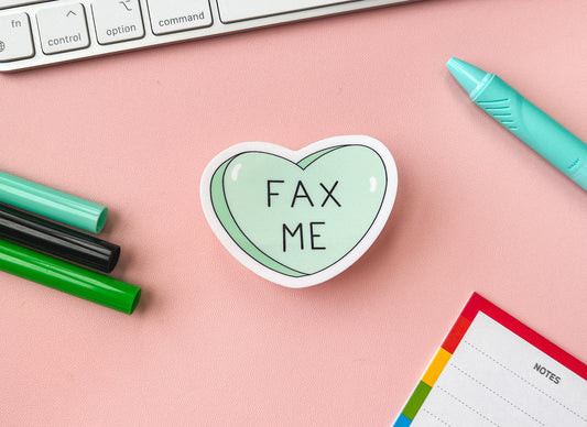 Fax Me Candy Heart Sticker