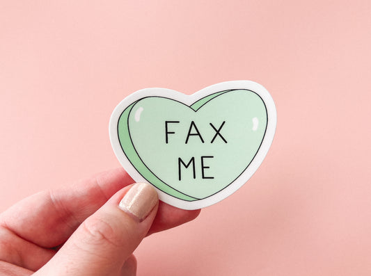 Fax Me Candy Heart Sticker