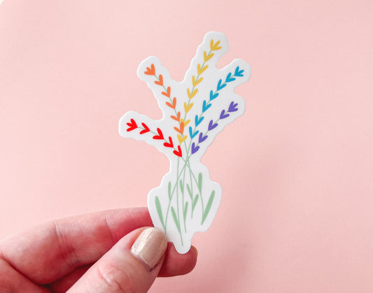 Gay Pride Flag Rainbow Floral Sticker