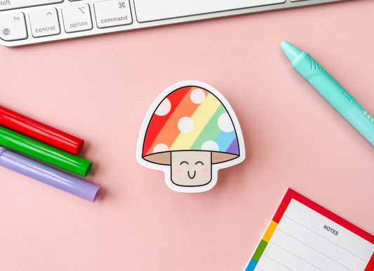 Gay Pride Mushroom Sticker