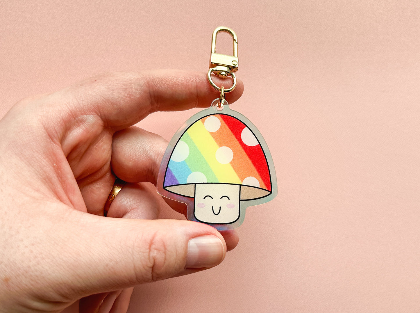 Gay Pride Flag Mushroom Keychain