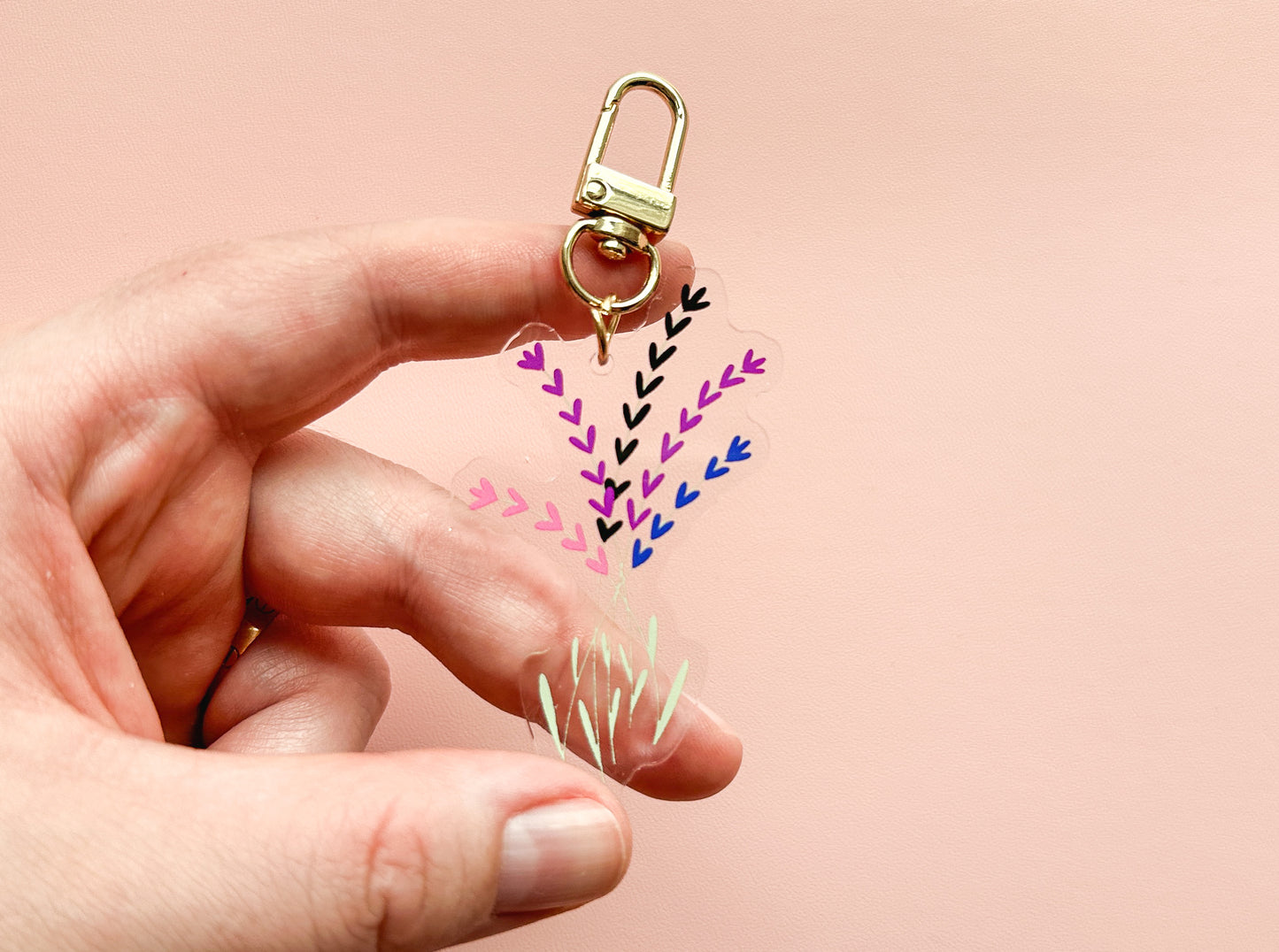 Genderfluid Subtle Pride Floral Keychain