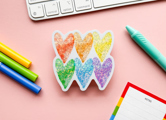 Sparkly Rainbow Subtle Pride Hearts Sticker