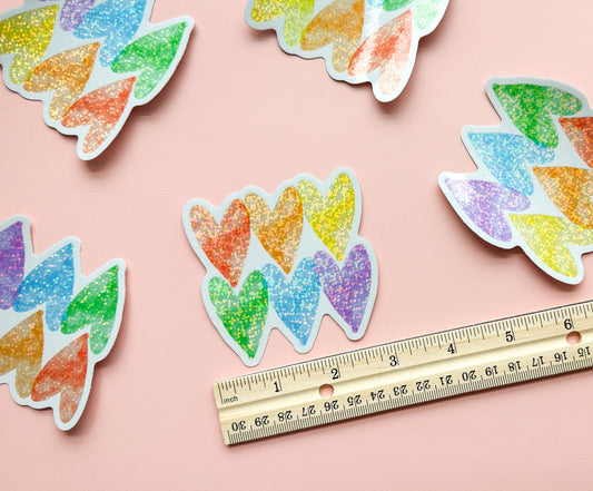 Sparkly Rainbow Subtle Pride Hearts Sticker