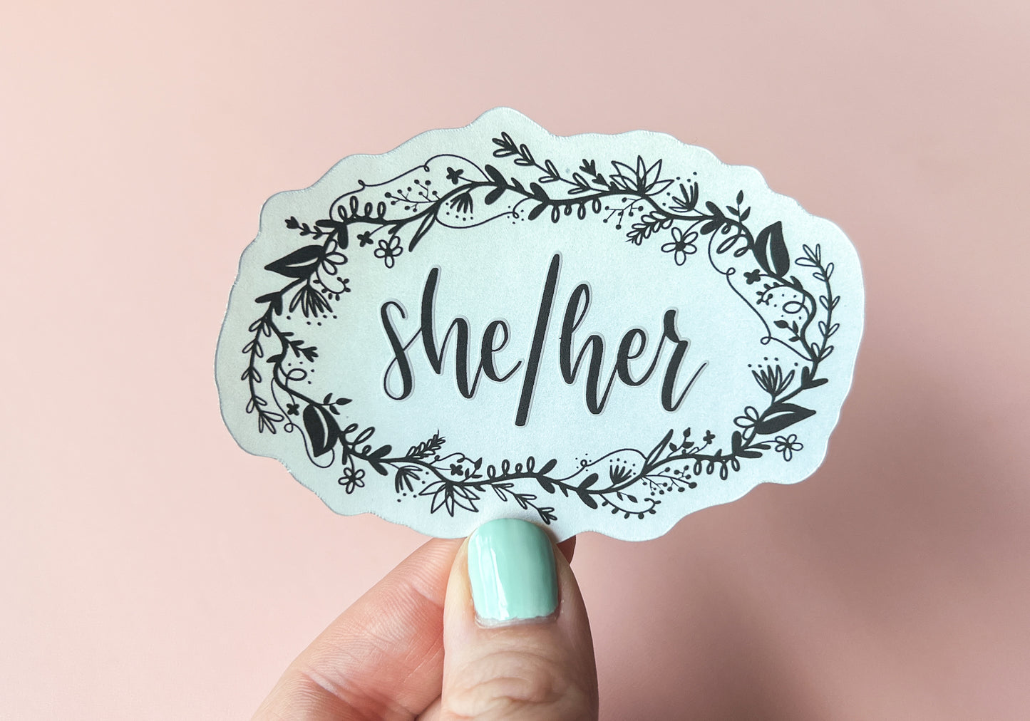 She/Her Pronouns Floral Sticker