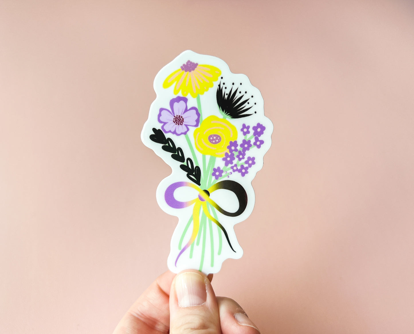 NonBinary Pride Flag Floral Bouquet Sticker