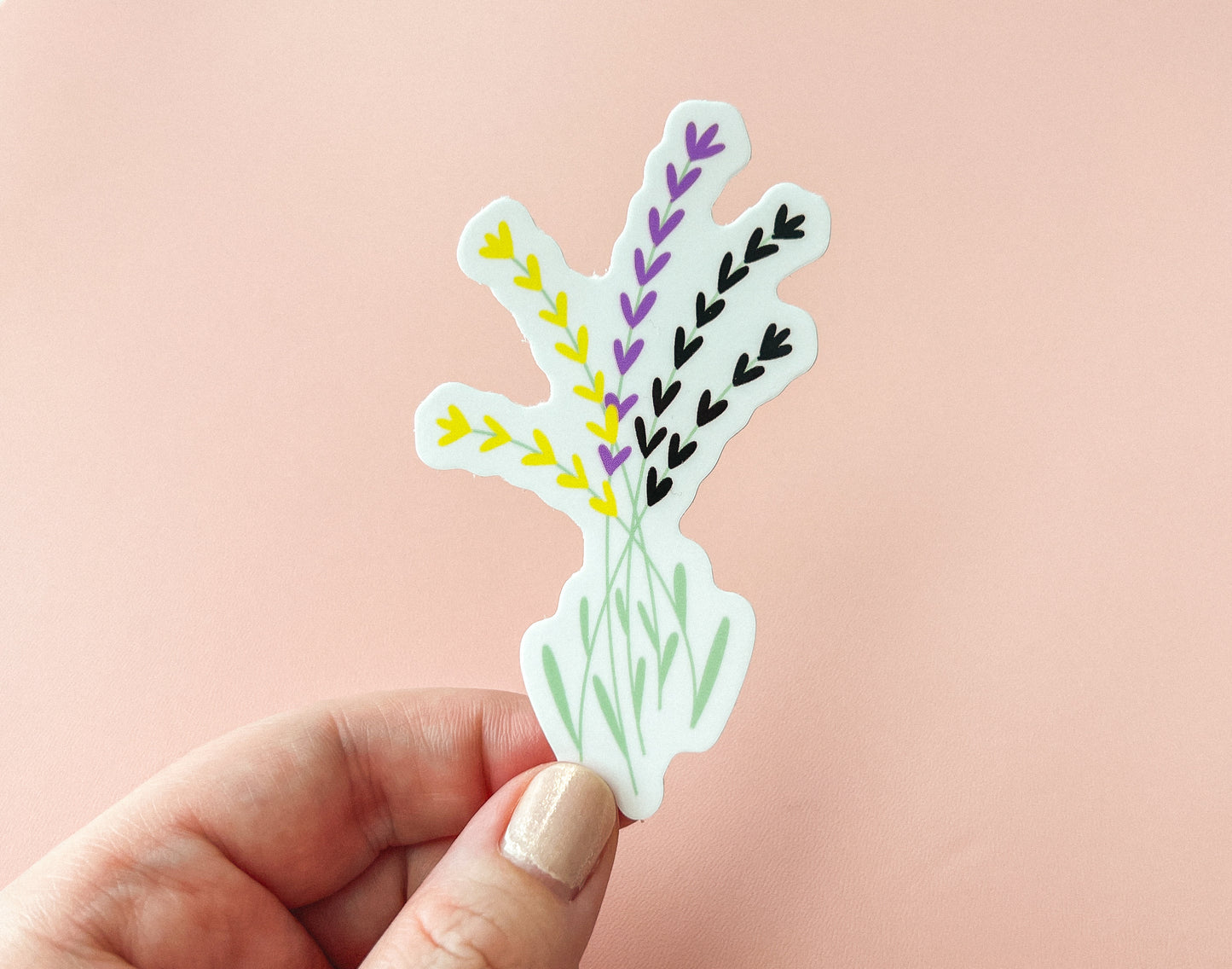 NonBinary Pride Flag Floral Sticker