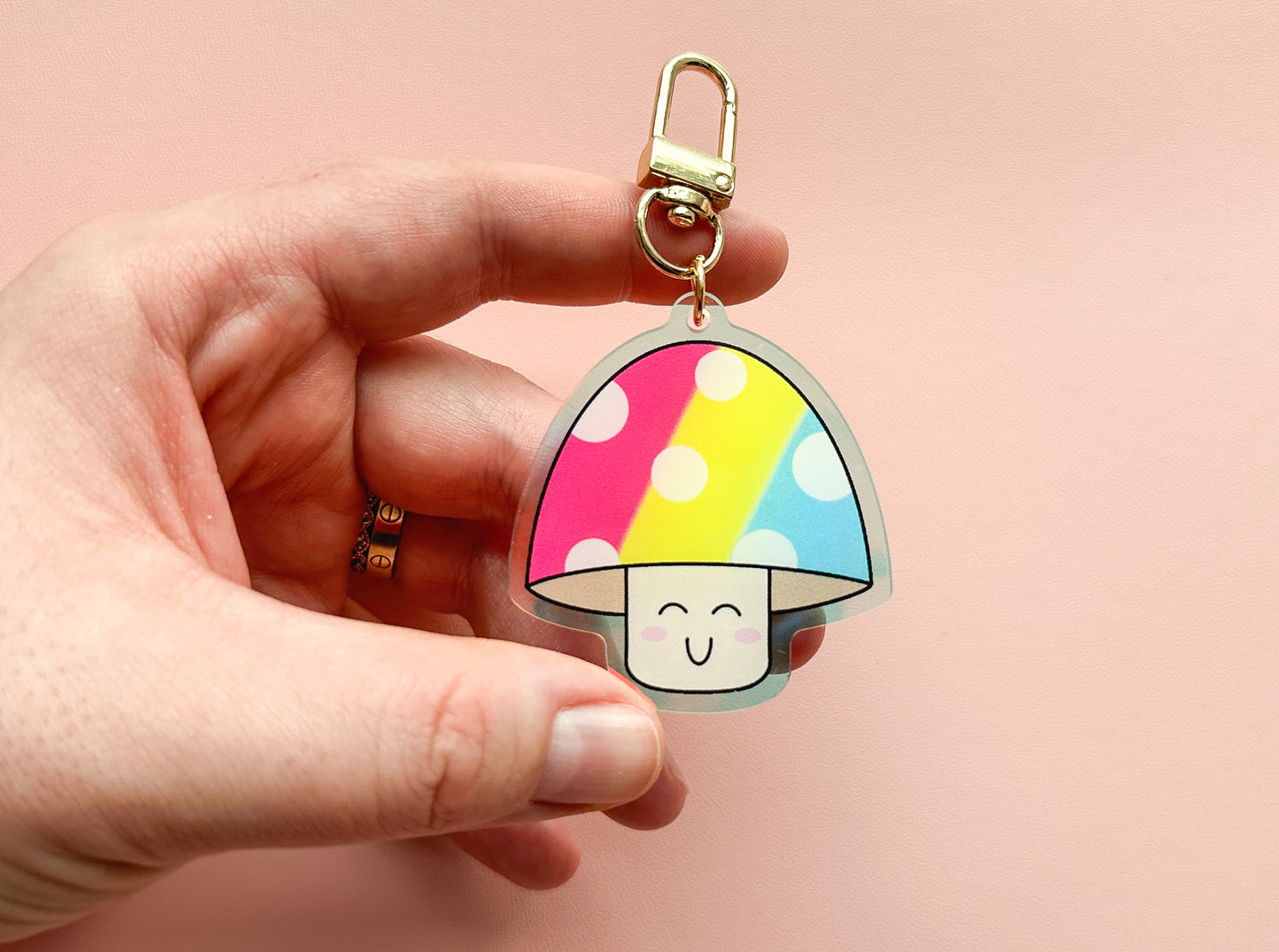 Pan Pride Flag Mushroom Keychain