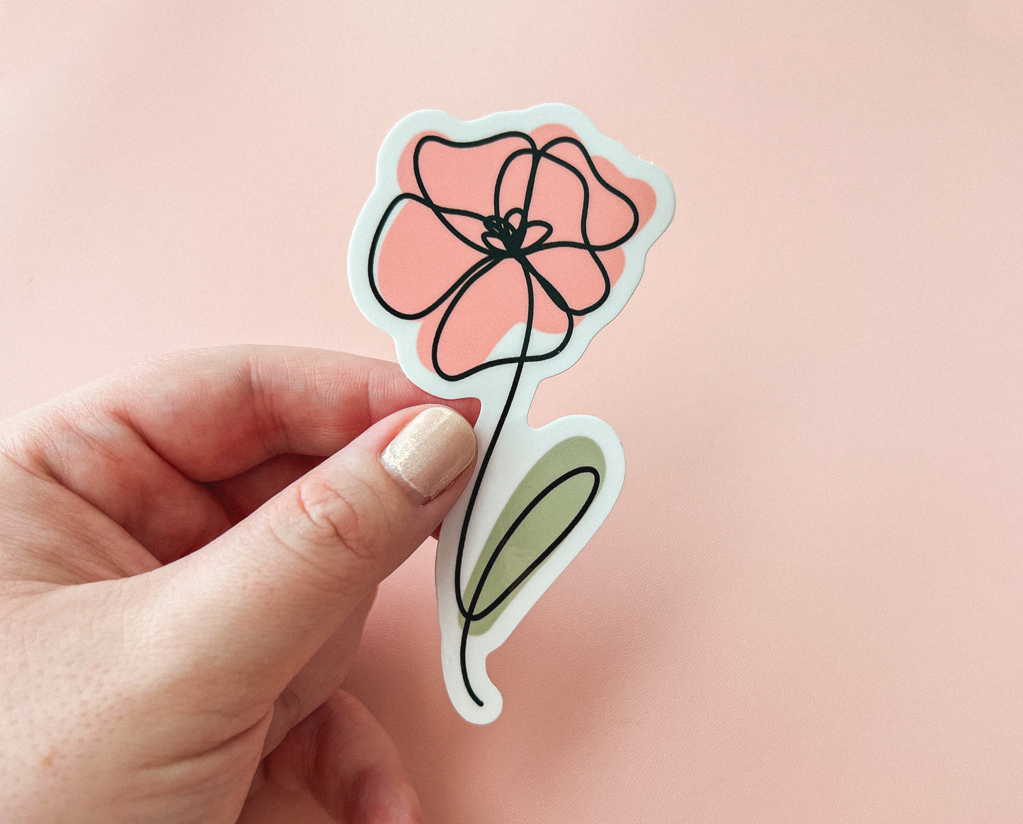 Minimalist Poppy Line Art Sticker