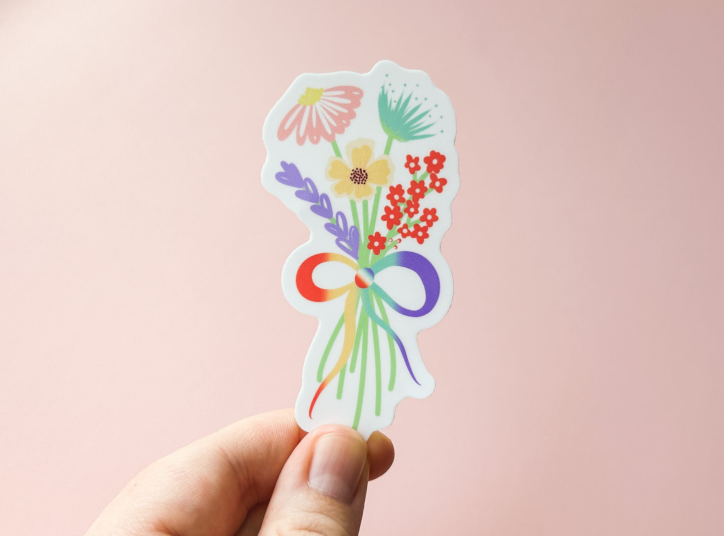 Sapphic Pride Flag Floral Bouquet Sticker