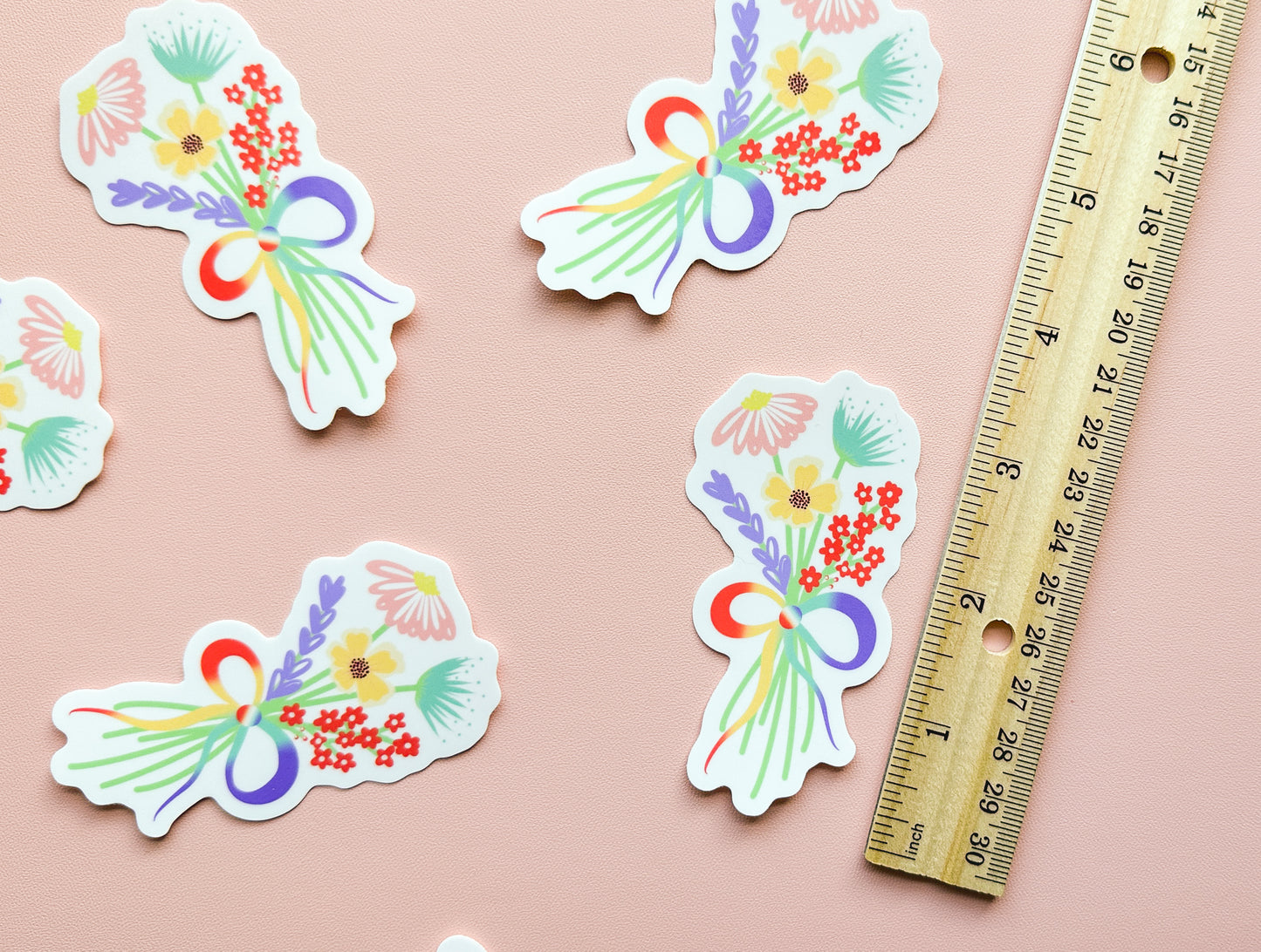 Sapphic Pride Flag Floral Bouquet Sticker