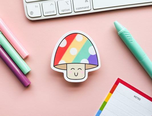 Sapphic Pride Flag Mushroom Sticker