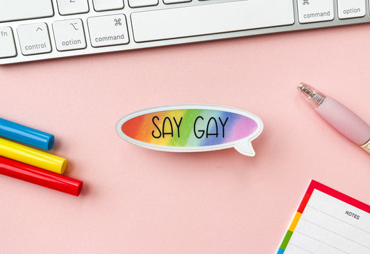 Say Gay Pride Flag Holo Sticker