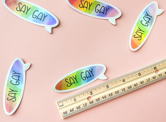 Say Gay Pride Flag Holo Sticker