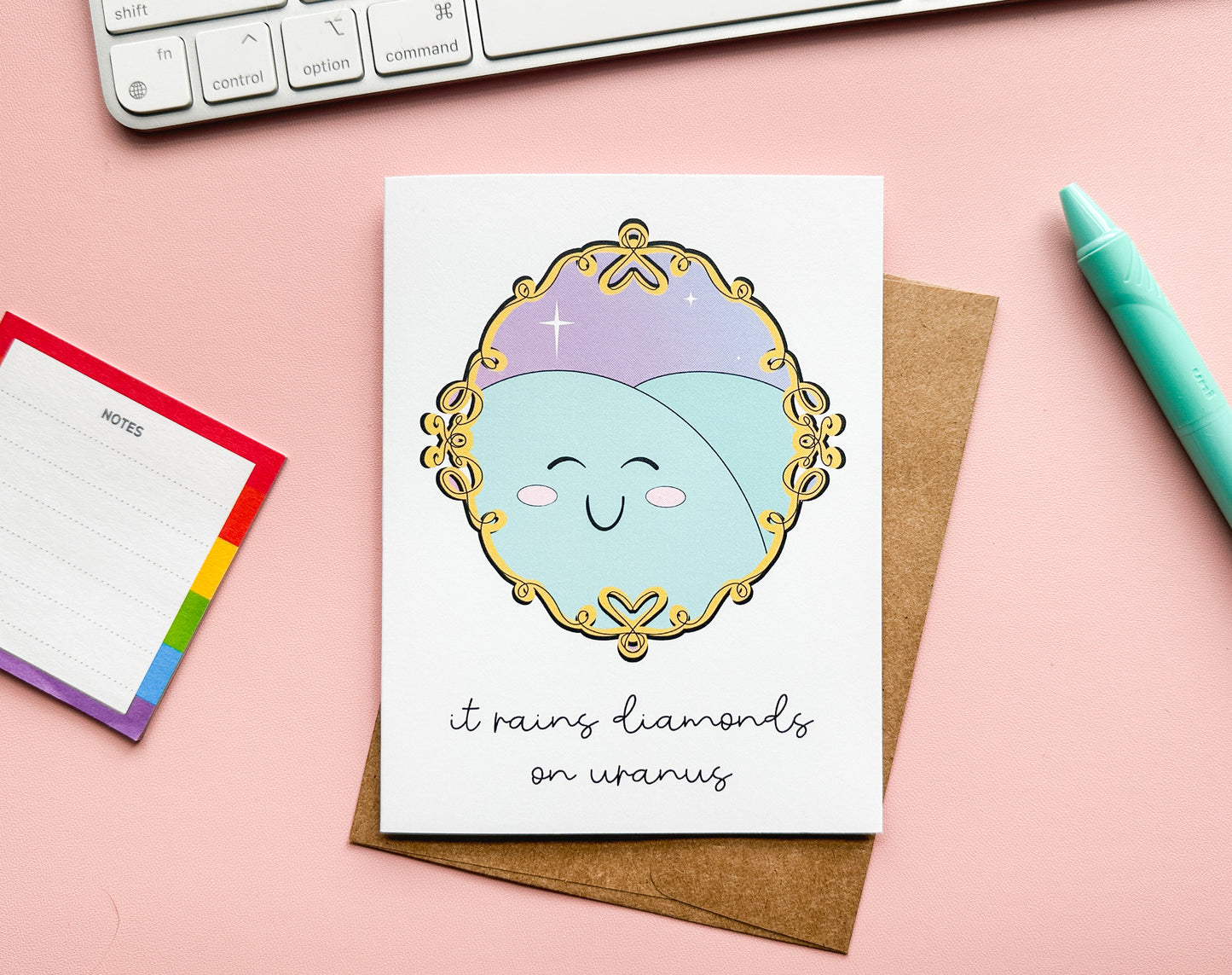 It Rains Diamonds on Uranus Greeting Card