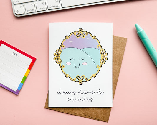 It Rains Diamonds on Uranus Greeting Card