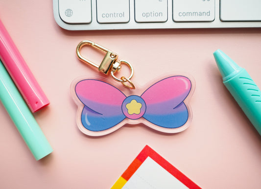 Bi Pride Flag Magical Bow Keychain