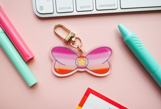 Lesbian Pride Flag Magical Bow Keychain