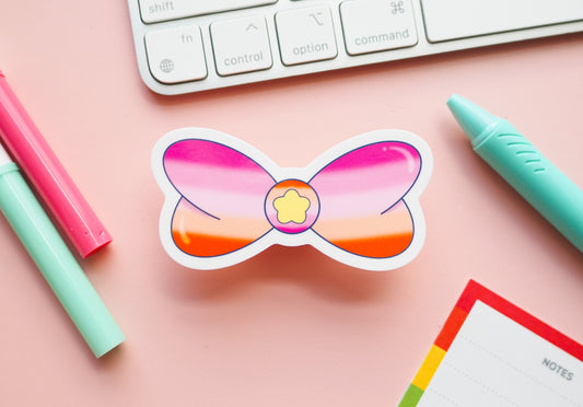 Lesbian Pride Flag Magical Bow Sticker