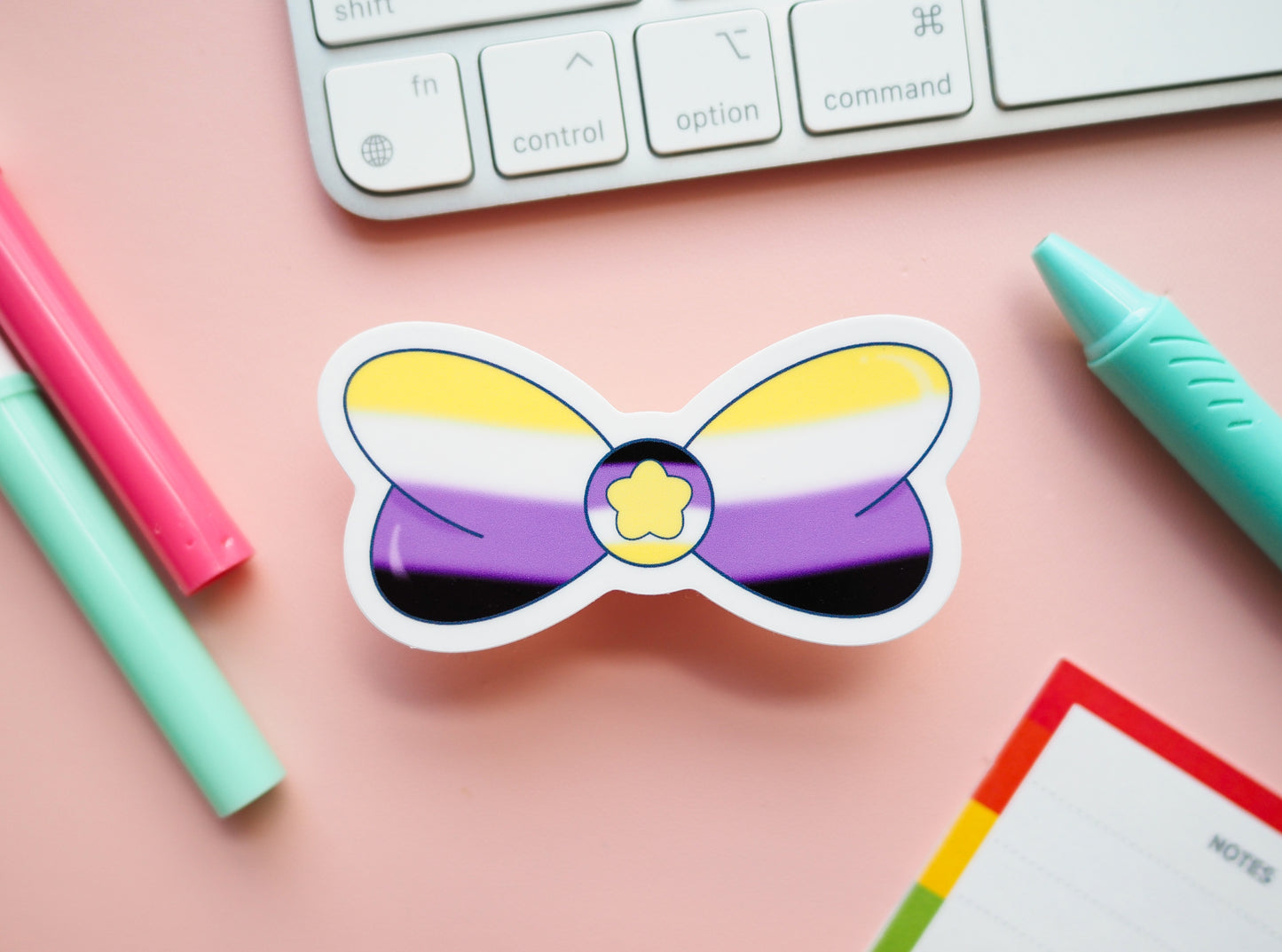 NonBinary Pride Flag Magical Bow Sticker
