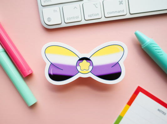 NonBinary Pride Flag Magical Bow Sticker