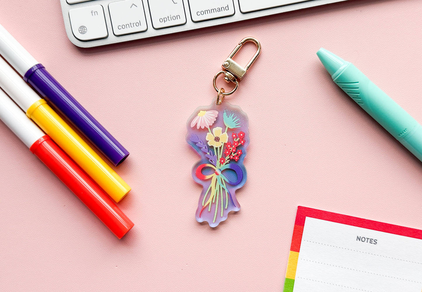 Sapphic Floral Bouquet Subtle Pride Keychain