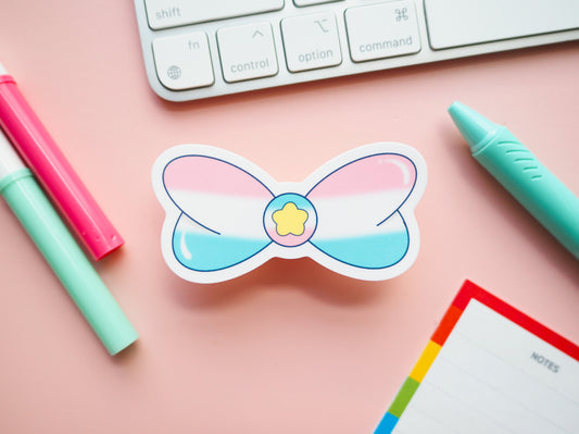 Trans Pride Flag Magical Bow Sticker
