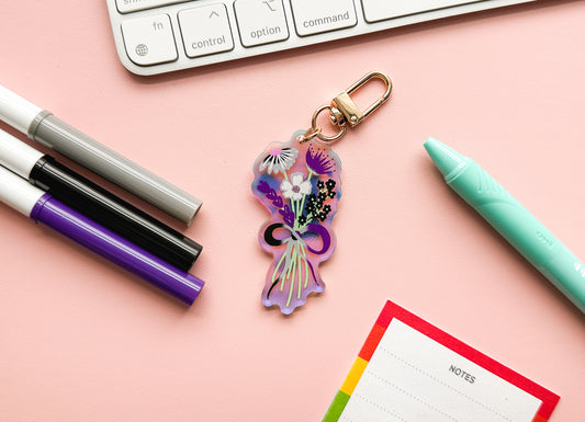 Asexual Subtle Pride Flag Bouquet Keychain