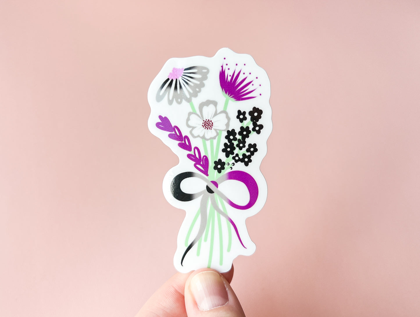 Asexual Pride Flag Floral Bouquet Sticker