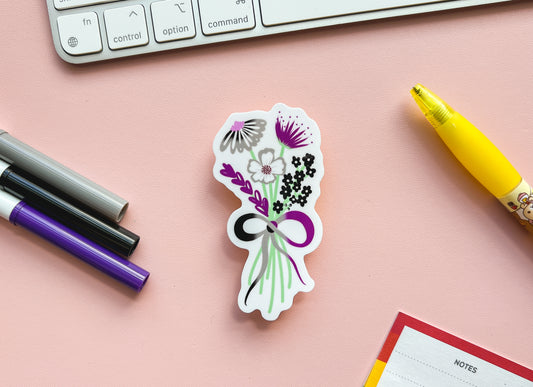 Asexual Pride Flag Floral Bouquet Sticker