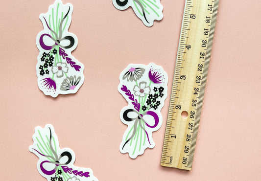 Asexual Pride Flag Floral Bouquet Sticker