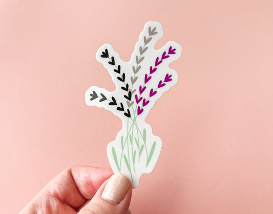 Asexual Pride Flag Floral Sticker