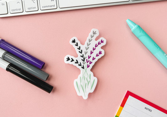 Asexual Pride Flag Floral Sticker