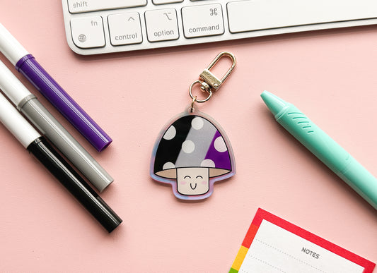 Asexual Pride Mushroom Keychain