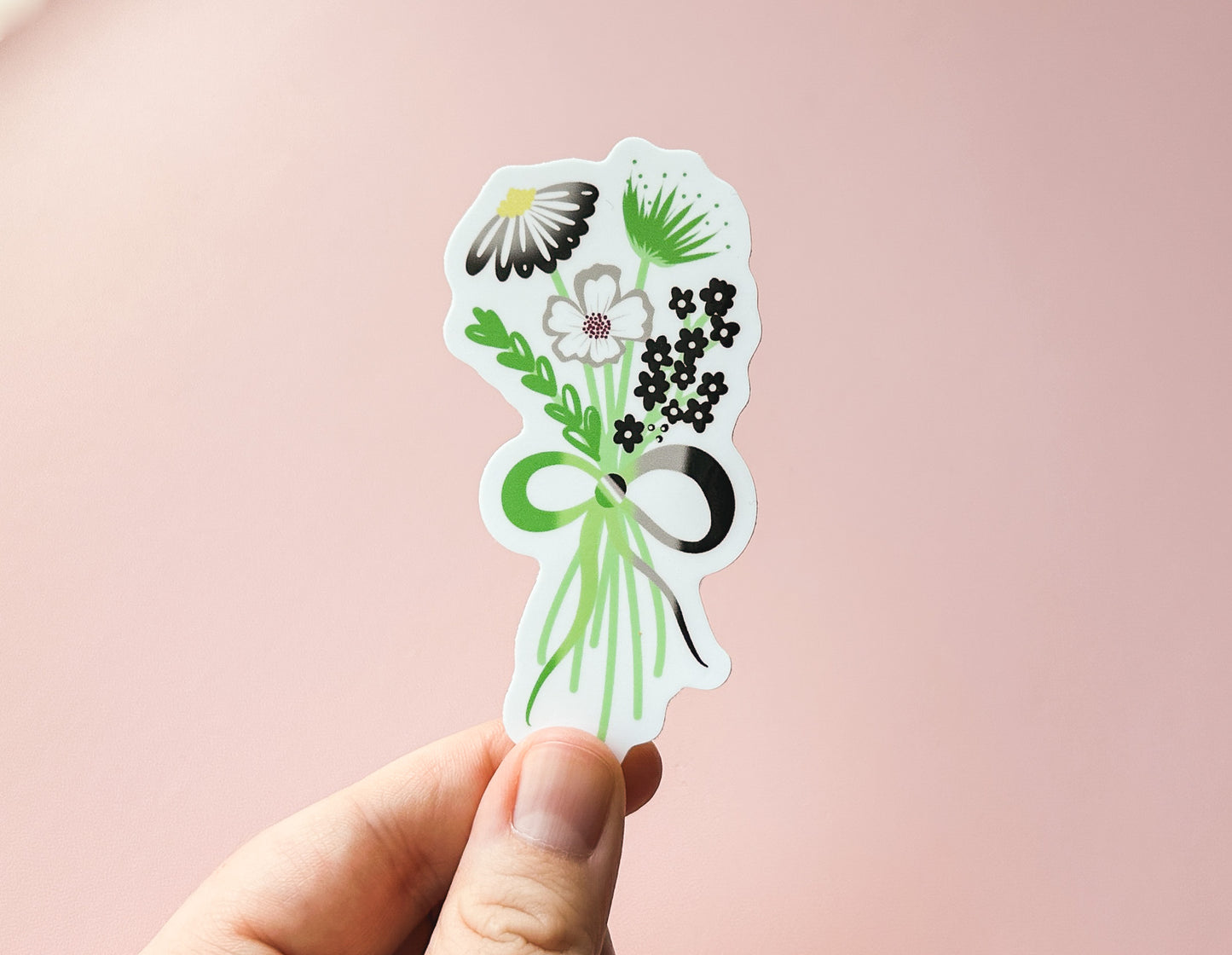 Aromantic Pride Flag Floral Bouquet Sticker