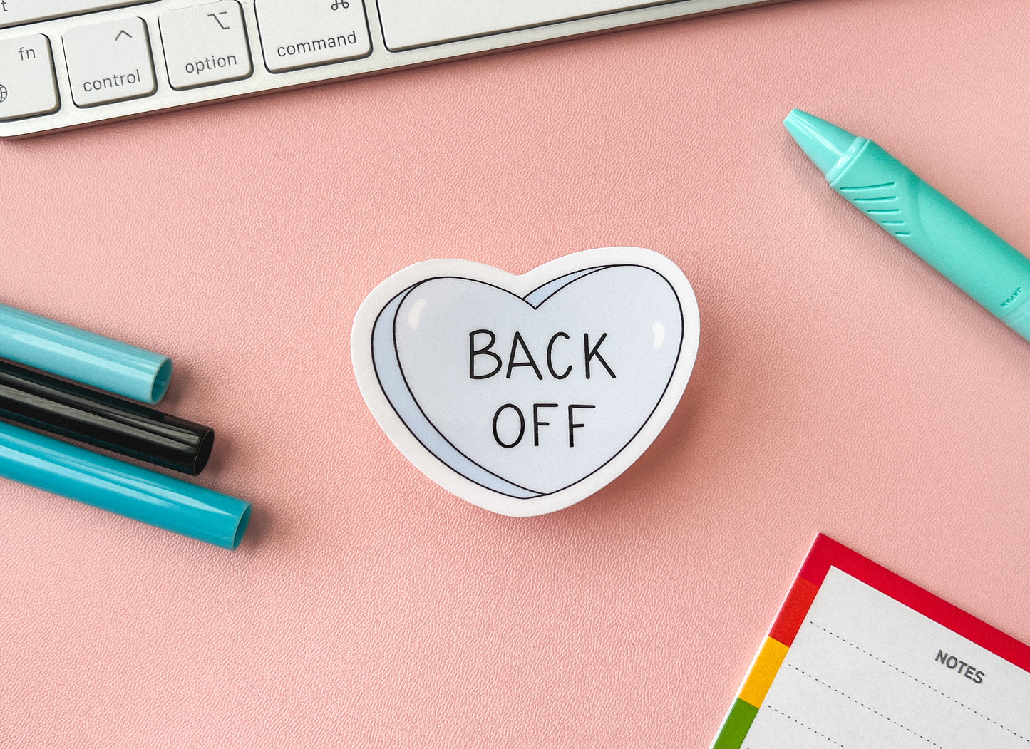 Back Off Candy Heart Sticker