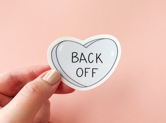Back Off Candy Heart Sticker